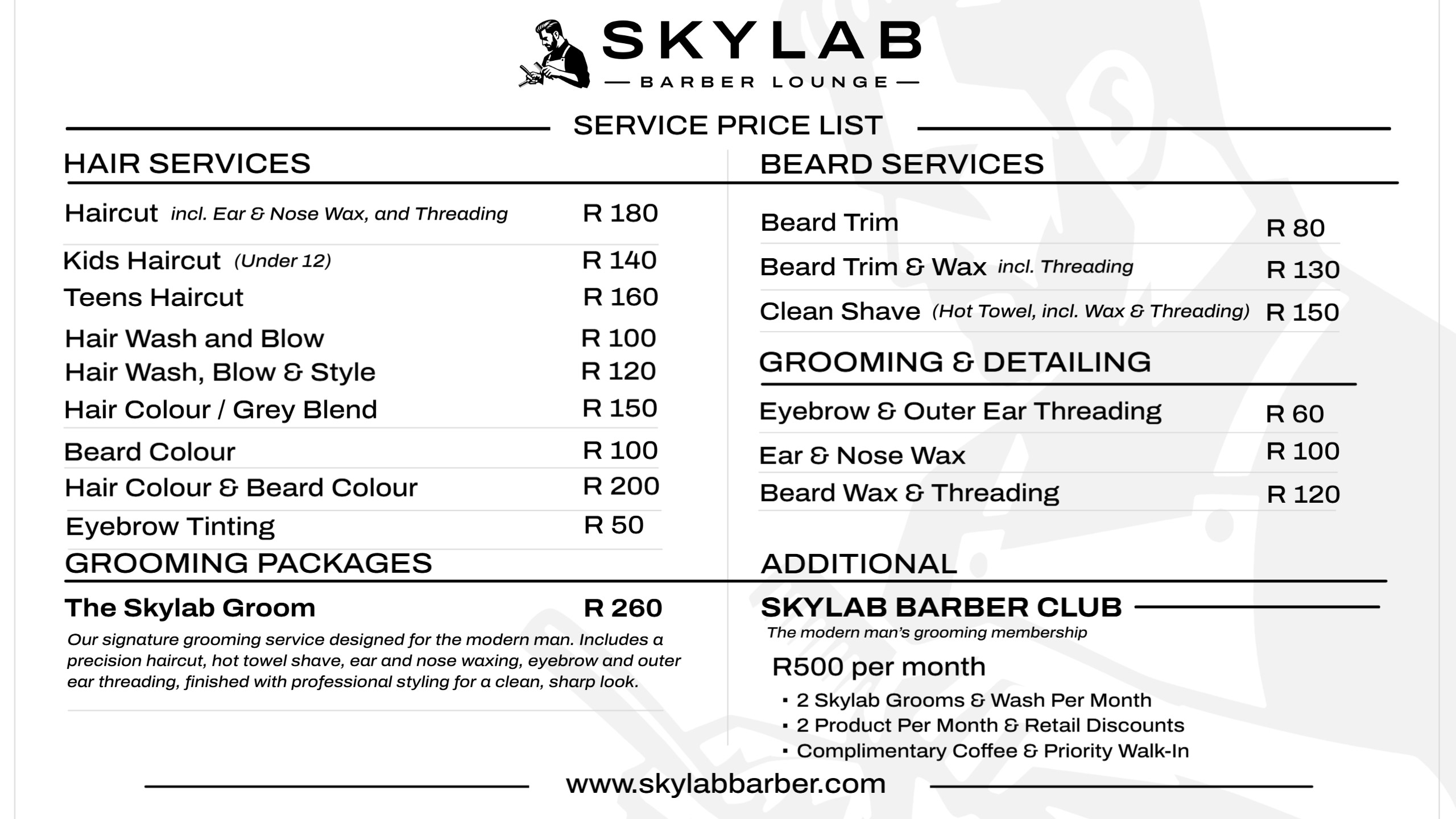 Skylab Barber Pricelist FY26